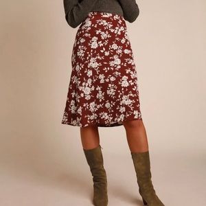 Rouje Carrie Red Floral Midi Skirt
